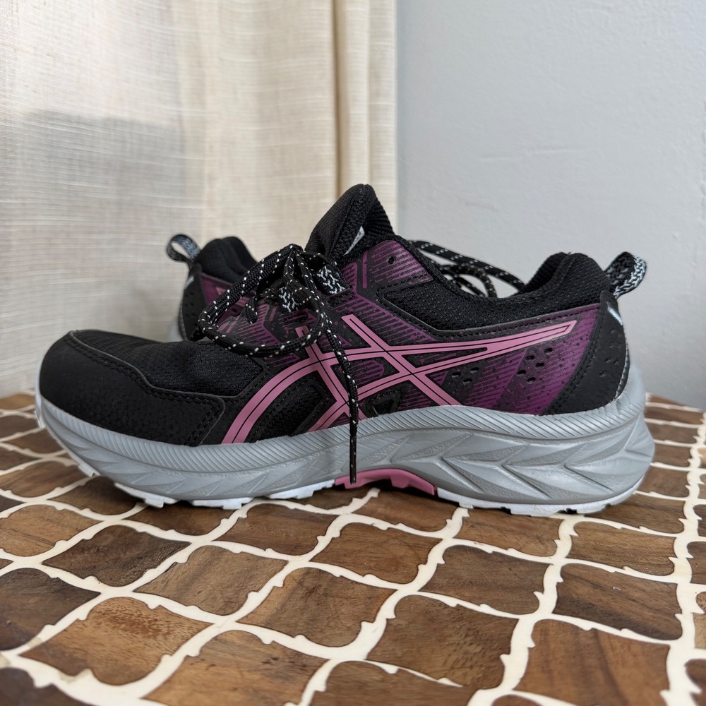 Asics Gel-Venture 9 Trail Running Shoes Black Purple Women's 7 Wide No Insoles - Picture 4 of 12